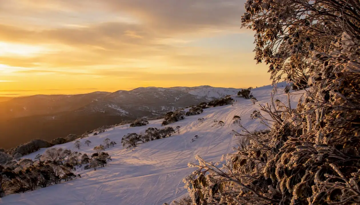 Snowy Mountains ski slopes blanketed in fresh snow