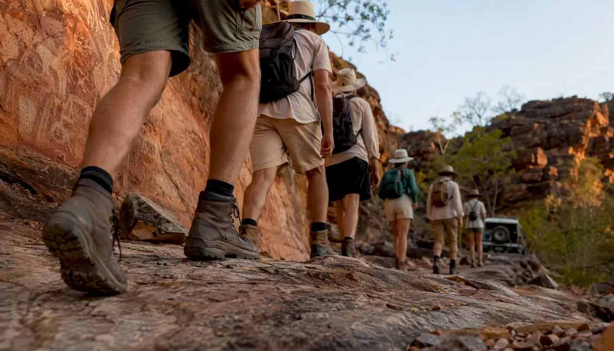 Small group viewing Kimberley rock art