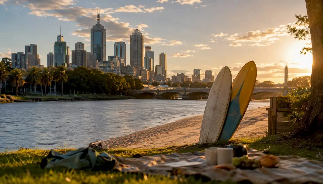 Montage of Sydney city, Queensland beach, and coastal road