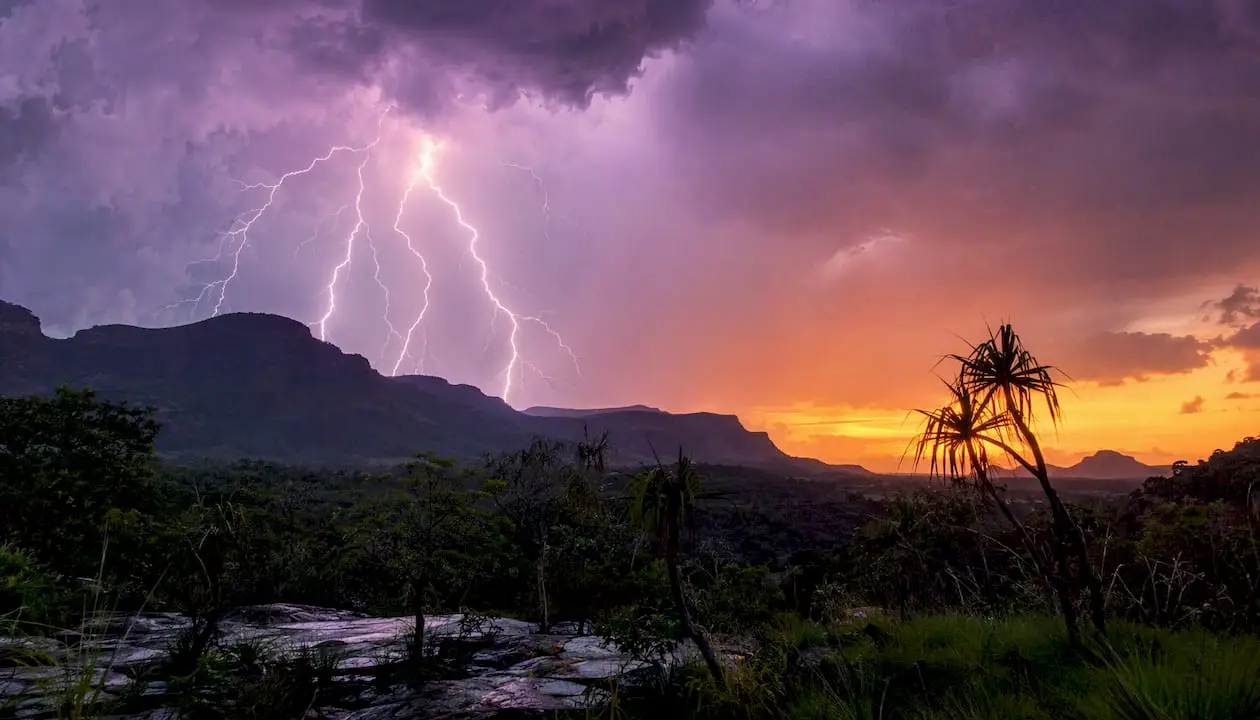 Lightning storm over Kimberley ranges during wet season