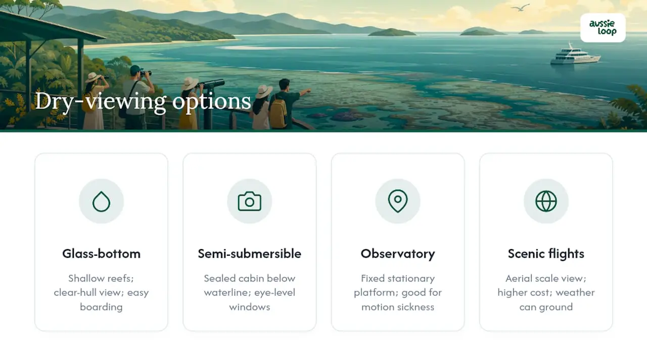 Diagram comparing dry viewing options for the reef